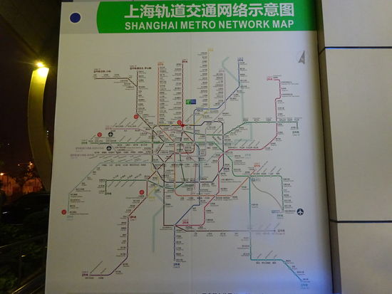 Plan des bis heute größten U Bahn Netz der Welt in Shanghai