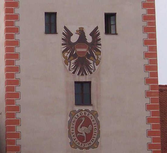 2006 Leoben - Stadtwappen am Schwammerlturm
