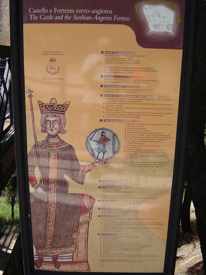 2007 Puglia - der Stauferkaiser Friedrich II (1194 - 1250) - das Bild stammt von einer Orientierungstafel bei der Burg von Lucera