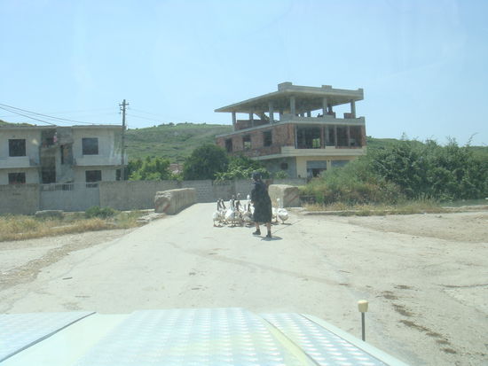 2009 - Albanien; Impressionen auf dem Lande. Viele Leute lassen sich nicht gerne fotografieren, deshalb der Versuch, aus dem Auto heraus einiges im Bilde festzuhalten.