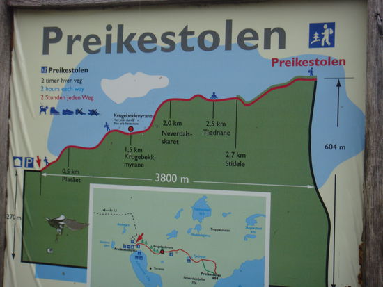 Preikestolen - (Predigerstuhl) das Streckenprofil