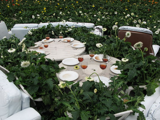 Turku - das Zentrum des Labyrinths - gedeckter Tisch mit Sitzgelegenheiten...
