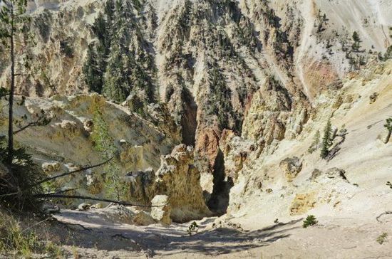 Vom gelben Gestein hier stammt übrigens der Name "Yellowstone"...