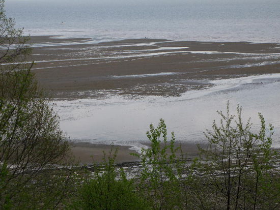 Auf dem Rückweg sehen wir, wie weit sich das Wasser bei Ebbe zurückzieht......