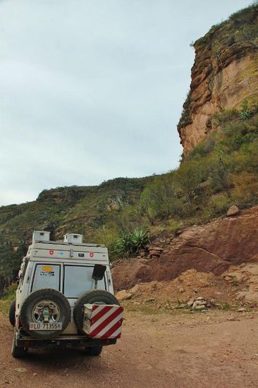 Kurze Verschnaufpause...; hier können wir in beide Canyons schauen...