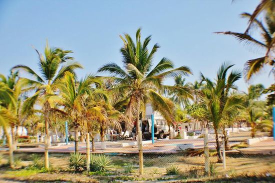 Der Platz ist leer, aber nicht für lange...; am Pool wird fleissig gewerkelt...