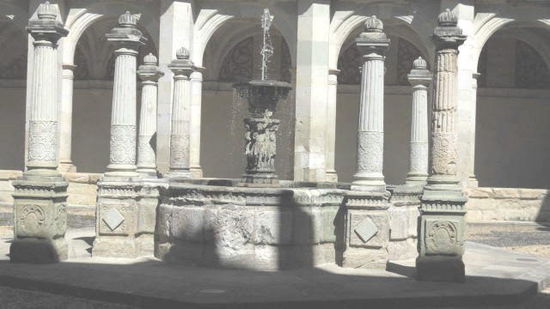 Die schönen Klostergebäude neben der Kirche Santo Domingo beherbergen heute ein Museum - "El Museo de las Culturas de Oaxaca"...; hier im Bild der schmucke Brunnen im Kreuzgang...