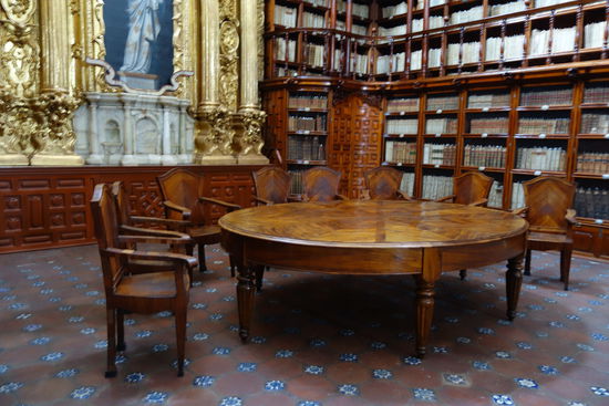 Die Bibliothek ist so konstruiert, dass eine gleichmässige Luftfeuchtigkeit und Temperatur im Raum herrscht! Optimal für den Erhalt der antiken Bücher und Schriften.