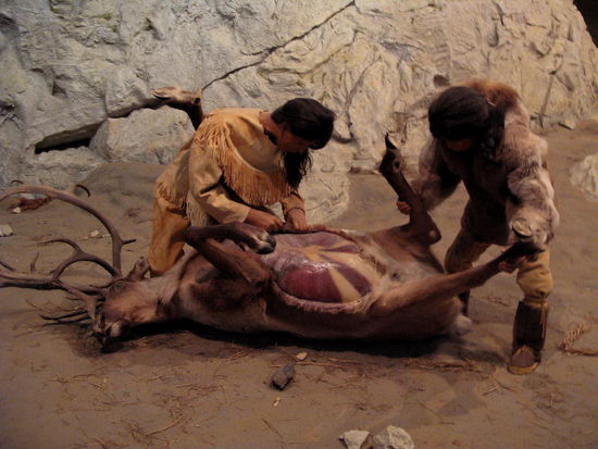 Indianer haben einen Hirsch erlegt...; man nimmt nur soviel wie man braucht...