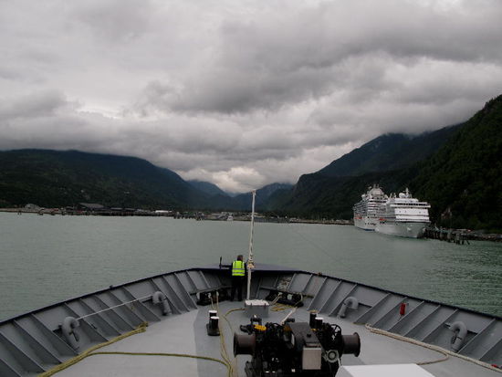 Wir treffen in Skagway mit der Fähre ein...