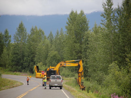 Ein  Stopp durch  Menschen bei der Arbeit...