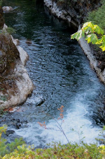 Gehen ein kleines Stück dem Fluss entlang...
