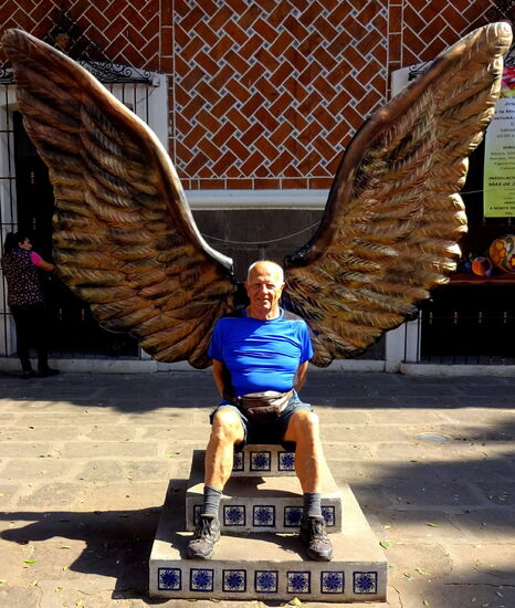 Puebla, die Stadt der Engel! Und ich darf Modell sitzen....! Wow, was für ein Gefühl