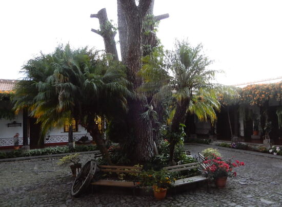Ein sehr grosser Innenhof eines Hotels