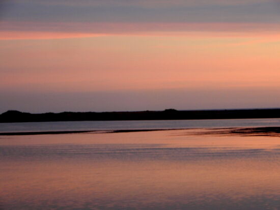 Ein Teil der Lagune färbt sich in den schönsten Rosatönen! So habe ich noch nie einen Sonnenuntergang erlebt. 