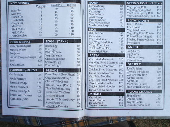 Anbei hier mal eine Speise- und Getränkekarte (bitte das Porridge ignorieren *grins*)