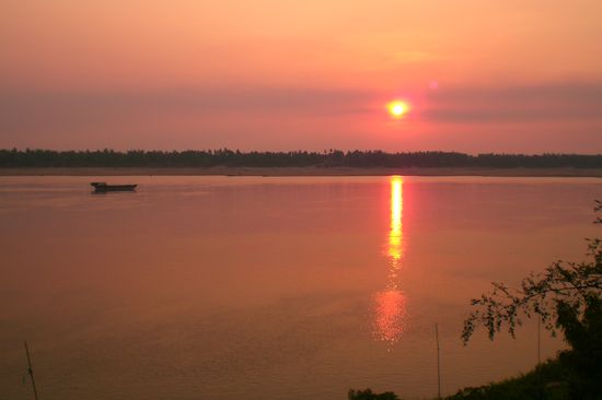 Sonnenuntergang überm Mekong in Kratie