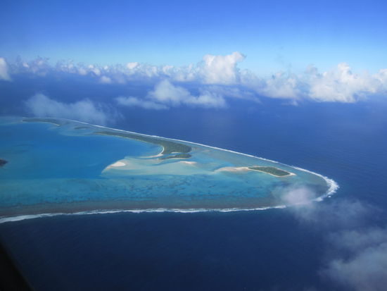 und noch einmal ein letzter Blick auf die Lagune von Aitutaki...auf dem Heimflug nach Rarotonga
