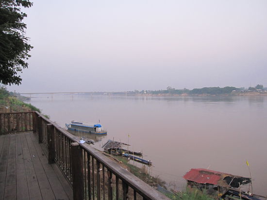 so einen schoenen Blick auf den Mekong hatten wir bei unserer Pause 