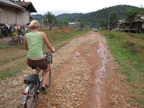 I'm riding on a bicycle..