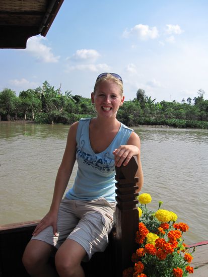 Annette auf dem Mekong