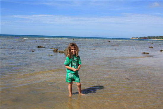 Noch im Pijama aber schon im Wasser