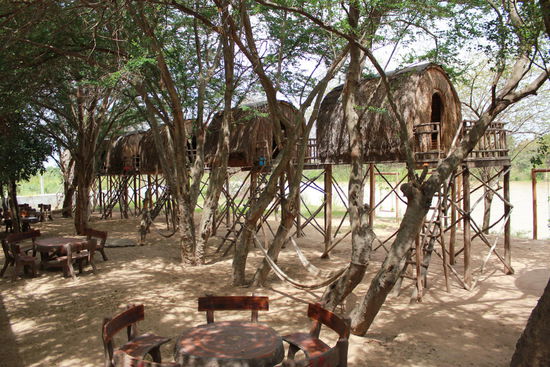 In diesen Hütten kann man übernachten....