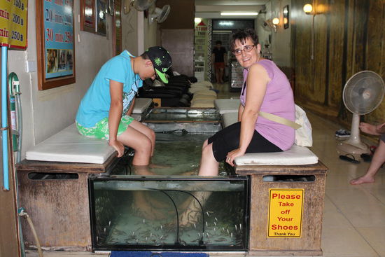 Fischmassage..... Ich hab's am Vortag fast nicht ausgehalten, so hat es gekitzelt....