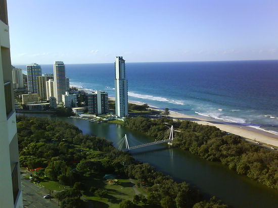 Blick vom Balkon zum Strand