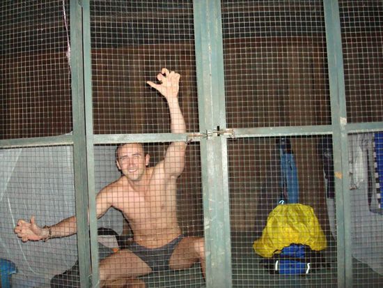 Ein gefaehrlicher O-rung Utan drang in unsere Huette ein.