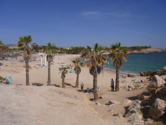 Blick auf die Hauptbucht von Chileno Bay