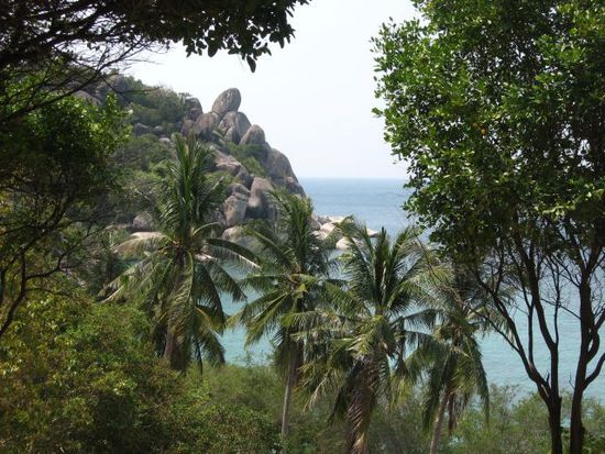 Blick von der Insel Koh Tao aufs Meer - zwischen den Schnorcheletappen erforschten wir auch mal kurz die wunderschöne Insel