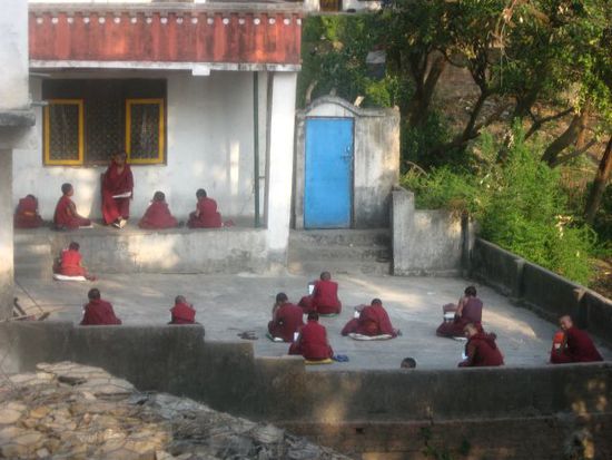 lernende buddhistische Moenche (Swayambhunath-Tempel)