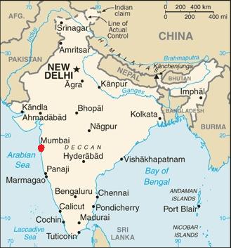 Lage der Megacity Mumbai (Bombay)