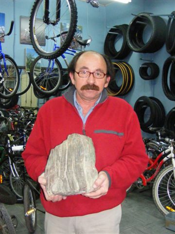 Papa Mario brachte uns auf die Idee mit dem Museo Mineralógico - hier mit seinem Fund eines versteinerten Holzstuecks.