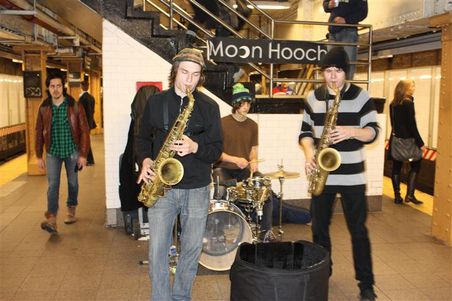We are Moon Hooch- a Brooklyn-based collaboarative trio (Mike Wilbur - tenor saxophone, Wenzl McGowen - tenor saxophone, James Muschler - drums) that formed in the summer of 2010. Our music is a fusion of house, dance, drum and bass, jazz, world, and classical music. Our mission is to make people dance and be happy. Thanks for listening!!