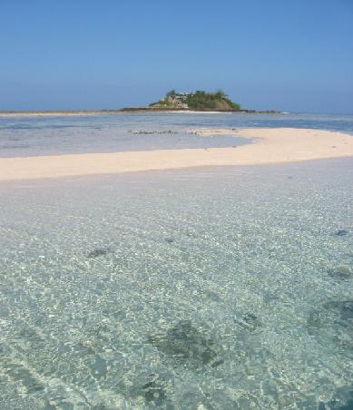 Die Gezeiten wirken auch auf Fiji und bei Ebbe werden immer schoene Sandbaenke vor der Insel freigelegt, die wieder zum Faulenzen einladen
Les bans de sable liberes par la maree