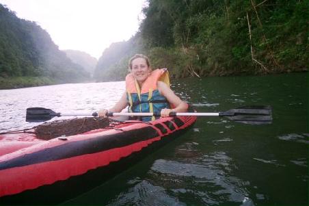 Zurueck mit dem Kayak - zum Glueck flussabwaerts
Retour en Kayak