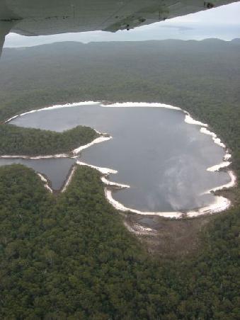 Der schoene Lake McKenzie mit seinem kristallklaren Wasser und weissen Straenden von oben
Le lac MacKenzie vue du ciel avec ses plages de sables fin blanc et son eau cristal.