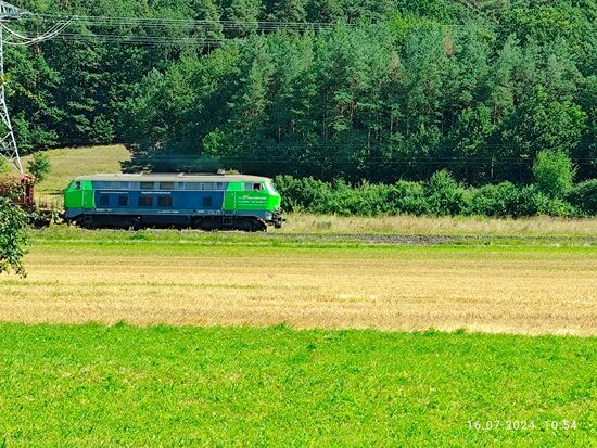 Ein Klassiker, Baujahr 1970, in Form der Lok mit der Baureihenbezeichnung 
225 073-6 aus der V160-Familie.
Diese Lok mit dieselhydraulischen Antrieb bezieht ihre Leistung aus einem
V12-Motor mit 1840 kW (2500 PS). Ein einzelner Zylinder hat dabei schon einen Hubraum von 9,56 Litern. Heutzutage ist sie für das private Unternehmen 
BM-Bahndienste im Einsatz.