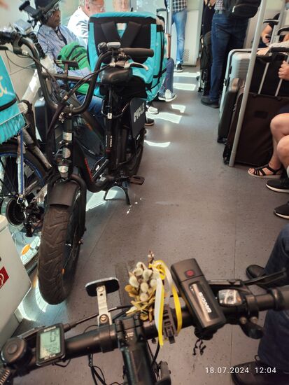 Hier waren noch relativ wenige Passagiere zugegen, aber schon ein gutes Stück vor Frankfurt Hbf standen wir dann wie Ölsardinen in der Dose gedrängt (wenn auch Ölsardinen in der Dose liegen...   ).