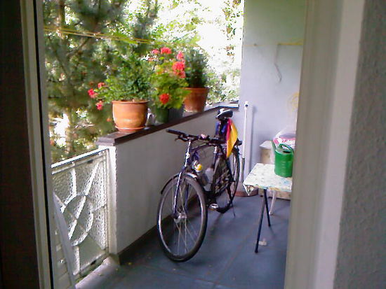 Die einzige Freiluftübernachtung für meinen "Carrier" auf Rosa's Balkon.