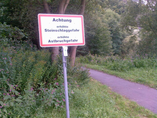 Auch abseits von Strassen kann es mit dem Fahrrad gefährlich werden. Für das nachfolgende Wegstück im anschliessenden Bild noch etwas übertrieben.