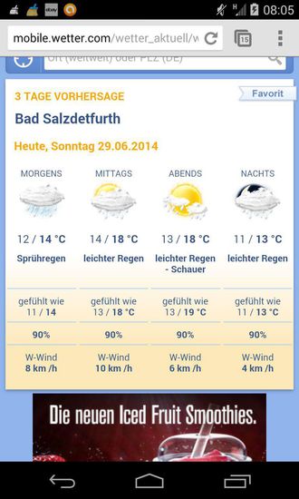 Das einzige mal, daß ich während der Tour die moderne Wettervorhersage am Handy bemühte: Sprühregen war auf jeden Fall untertrieben, dafür gab's auch längere Regenpausen
