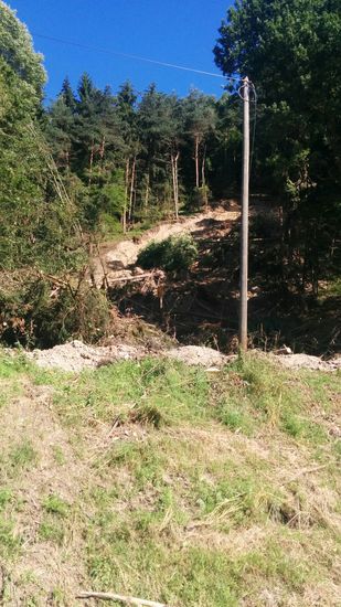 Kurz vor Simbach ein Hangrutsch vom Unwetter.