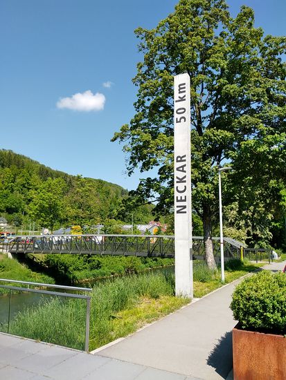 In Oberndorf hat der Neckar seit der Quelle 50 km zurückgelegt,