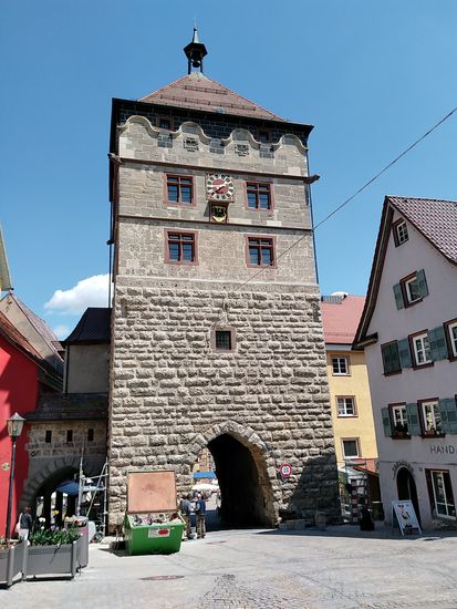Das Schwarze Tor in Rottweil, ein Teil der in 1230 errichteten Befestigung - das Wahrzeichen der Stadt.