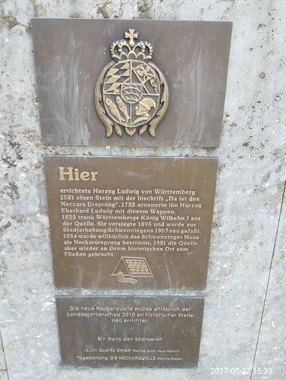 Die mittlere Texttafel ist recht interessant zu lesen, in Bezug auf das später noch folgende "Schwenninger Moos", das auch als Neckarursprung bezeichnet wurde.