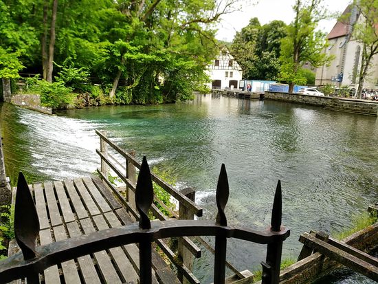 Der Blautopf ist die Quelle der Blau, die nach der Wasserstufe linkerhand des Fachwerkgebäudes die 22,2 km lange Reise bis zur Mündung in die Donau bei Ulm auf sich nimmt. An den folgenden Bildern noch einige Impressionen vom Blautopf, einem Ort von Ruhe und Entspannung.