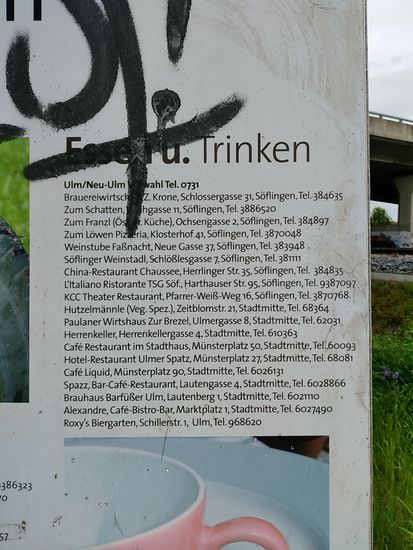 ..., sowie Einkehrmöglichkeiten würde es in Ulm sicherlich nicht fehlen.